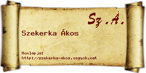 Szekerka Ákos névjegykártya